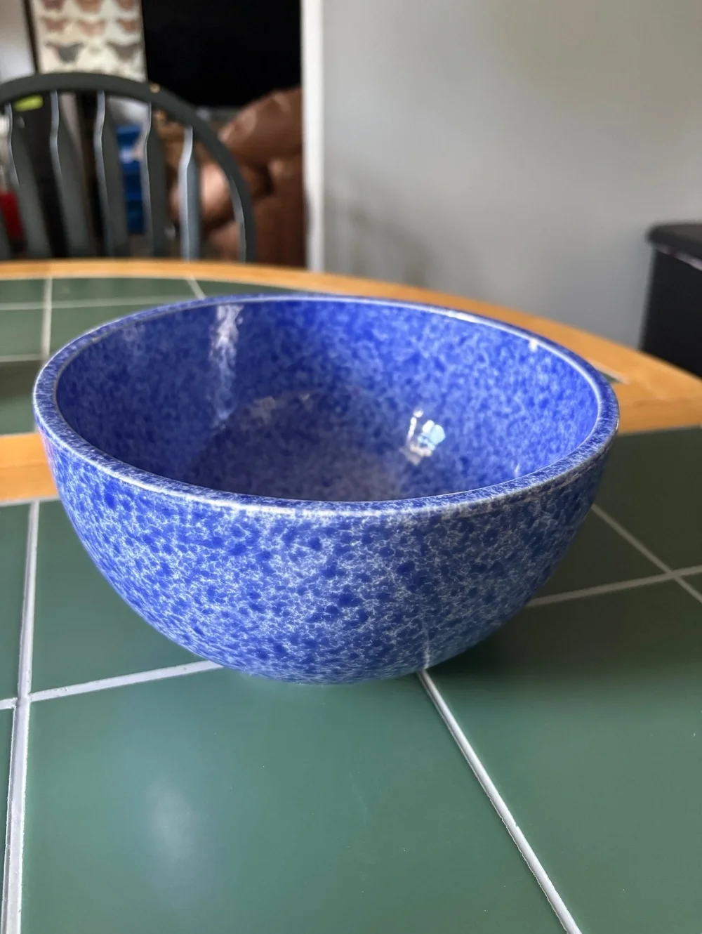 Vintage EuroCeramica Coche Blue Sponge Glaze Stoneware Serving Bowl Portugal